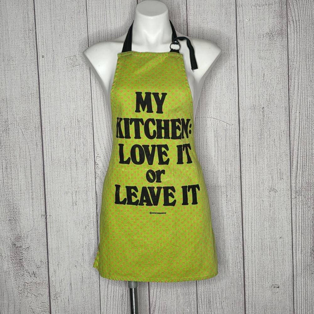 VTG My Kitchen Love It Or Leave It Apron Retro Pop Art Bold 70s Typography